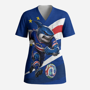 Cape Verde Won Our Hearts Soccer Scrub Top Blue Sharks Football Mascot Patriotic National Team