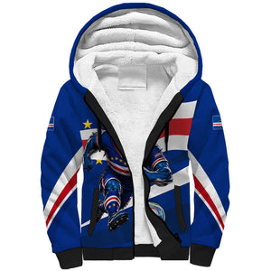 Cape Verde Won Our Hearts Soccer Sherpa Hoodie Blue Sharks Football Mascot Patriotic National Team