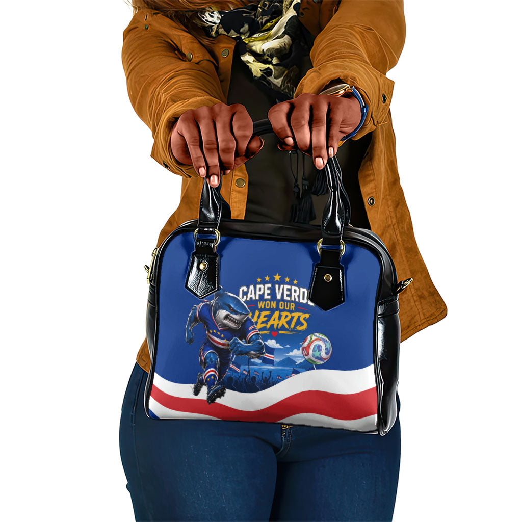 Cape Verde Won Our Hearts Soccer Shoulder Handbag Blue Sharks Football Mascot Patriotic National Team