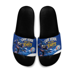 Cape Verde Won Our Hearts Soccer Slide Sandals Blue Sharks Football Mascot Patriotic National Team