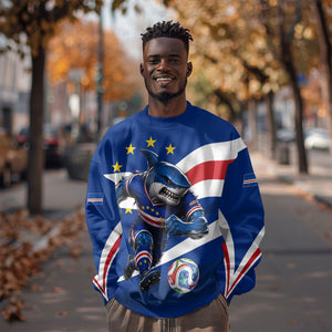 Cape Verde Won Our Hearts Soccer Sweatshirt Blue Sharks Football Mascot Patriotic National Team