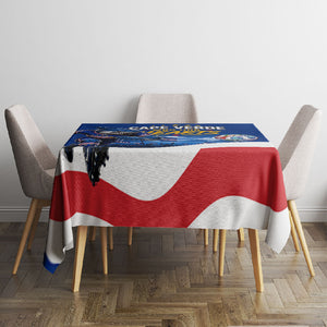 Cape Verde Won Our Hearts Soccer Tablecloth Blue Sharks Football Mascot Patriotic National Team
