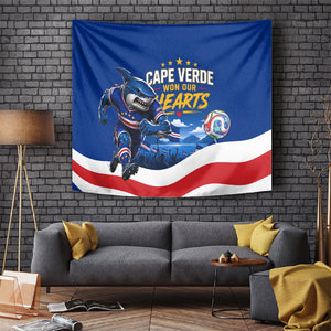 Cape Verde Won Our Hearts Soccer Tapestry Blue Sharks Football Mascot Patriotic National Team