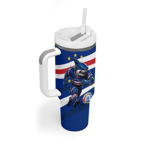 Cape Verde Won Our Hearts Soccer Tumbler With Handle Blue Sharks Football Mascot Patriotic National Team