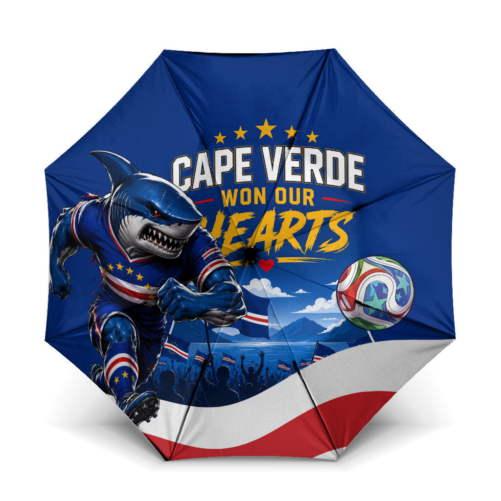 Cape Verde Won Our Hearts Soccer Umbrella Blue Sharks Football Mascot Patriotic National Team