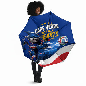 Cape Verde Won Our Hearts Soccer Umbrella Blue Sharks Football Mascot Patriotic National Team