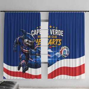 Cape Verde Won Our Hearts Soccer Window Curtain Blue Sharks Football Mascot Patriotic National Team