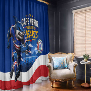 Cape Verde Won Our Hearts Soccer Window Curtain Blue Sharks Football Mascot Patriotic National Team