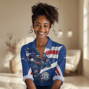 Cape Verde Won Our Hearts Soccer Women Casual Shirt Blue Sharks Football Mascot Patriotic National Team