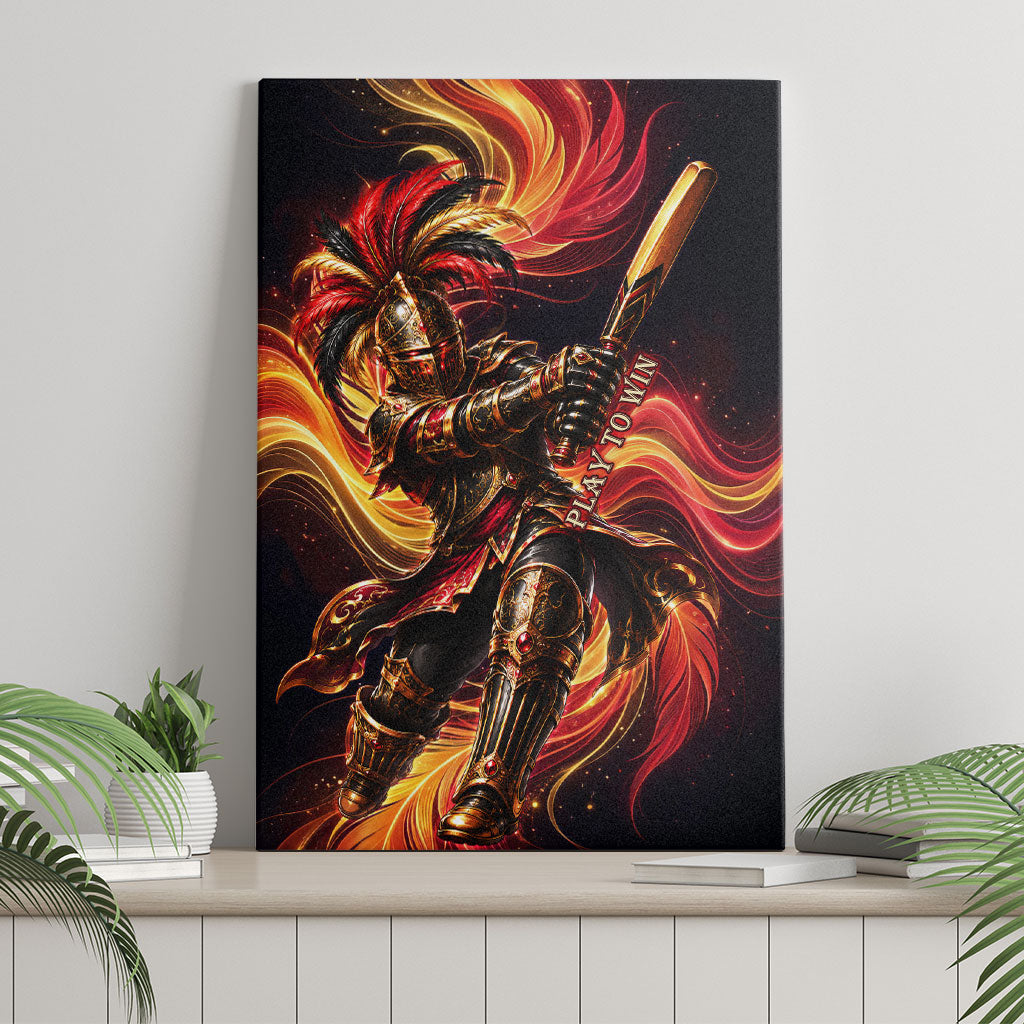 Trinbago Knight Riders Cricket Canvas Wall Art Trinidad and Tobago Fiery Knight Warrior Bat Flame