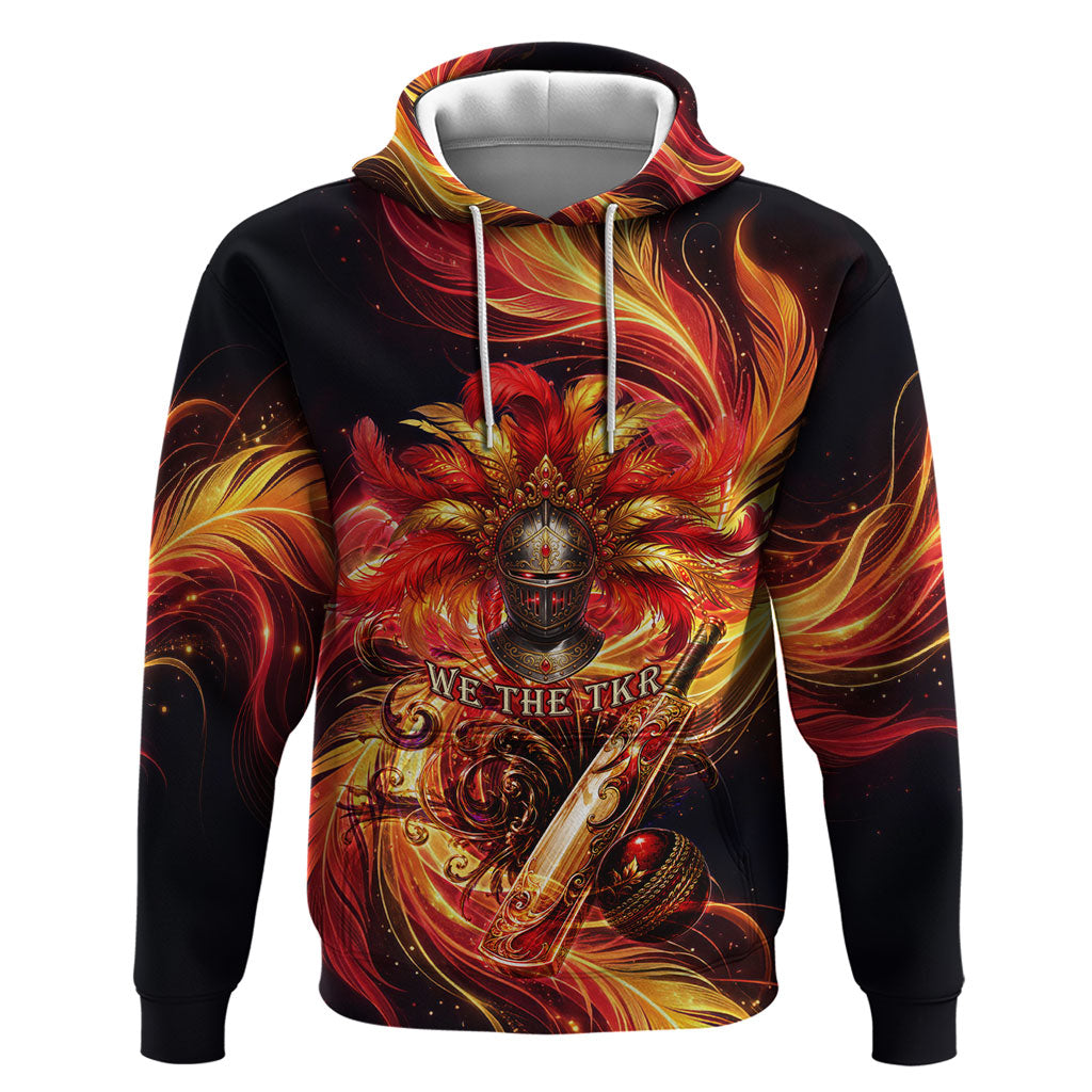 Trinbago Knight Riders Cricket Zip Hoodie Trinidad and Tobago Fiery Knight Warrior Bat Flame