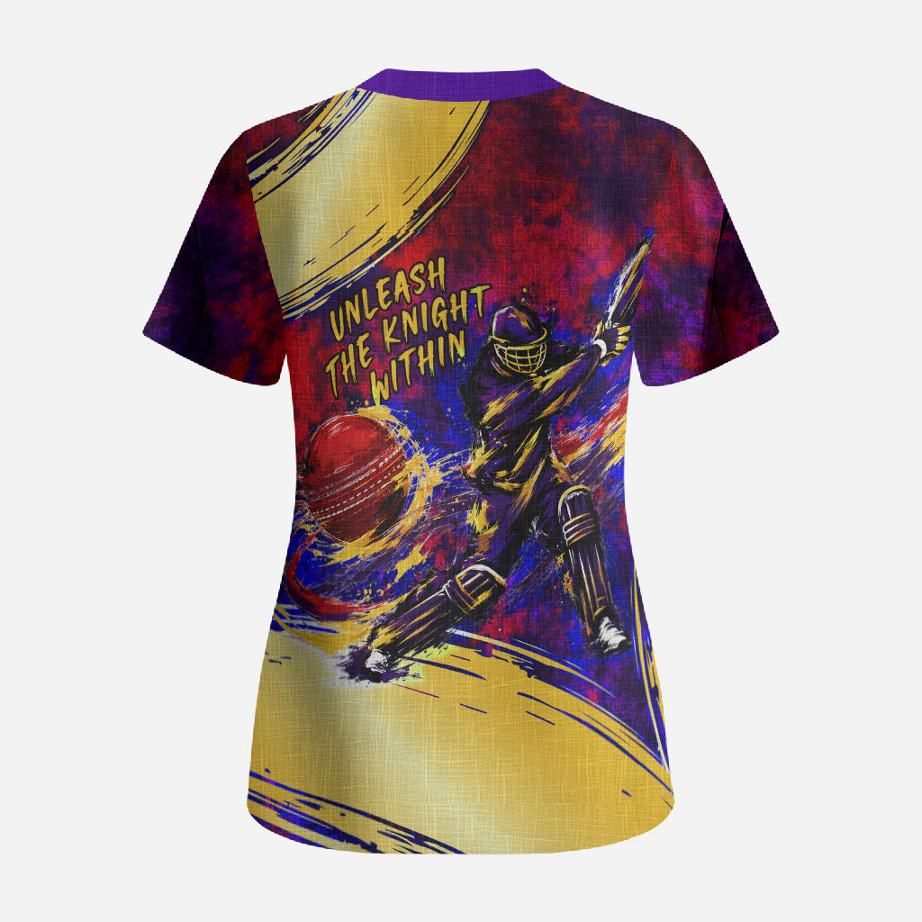 Trinbago Knight Riders Cricket Scrub Top Trinidad and Tobago Unleash The Knight Brush Stroke