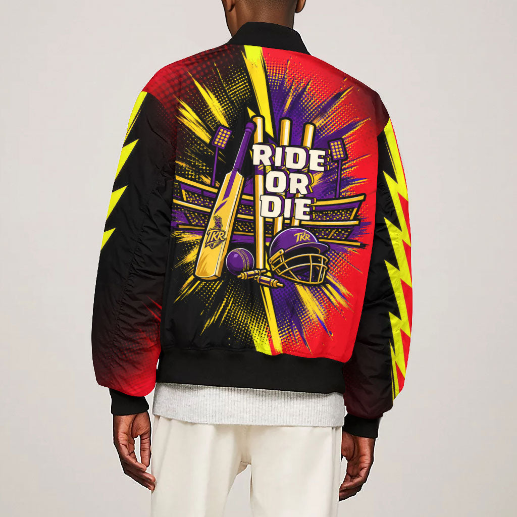 Trinidad and Tobago Cricket Bomber Jacket Trinbago Knight Riders - Ride Or Die Comic Halftone