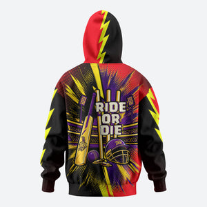 Trinidad and Tobago Cricket Zip Hoodie Trinbago Knight Riders - Ride Or Die Comic Halftone