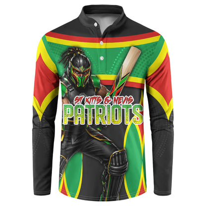 Personalized St Kitts And Nevis Patriots Button Sweatshirt Caribbean Cricket Player Graphic Art