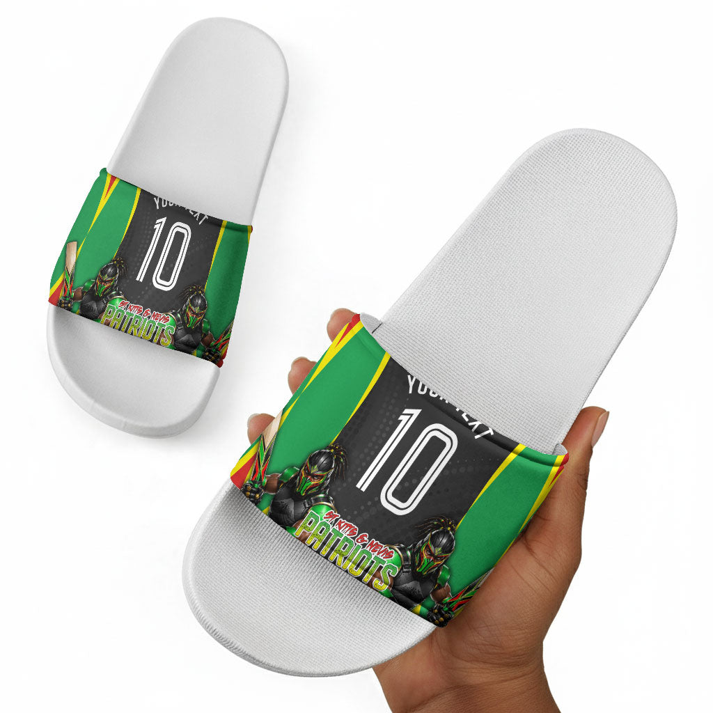 Personalized St Kitts And Nevis Patriots Slide Sandals Caribbean Cricket Player Graphic Art