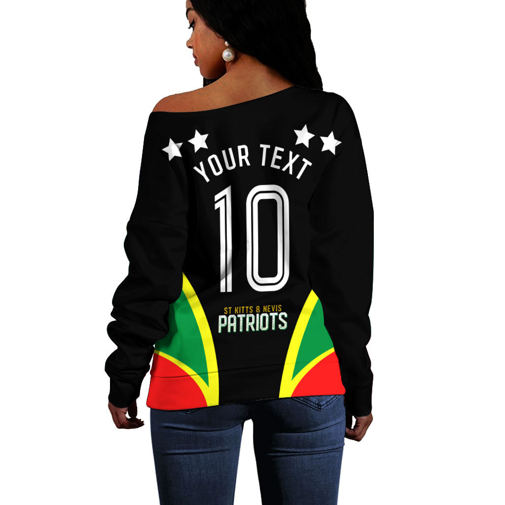 Personalized St Kitts And Nevis Patriots Cricket Off Shoulder Sweater Dynamic Player Celebration Team Pride
