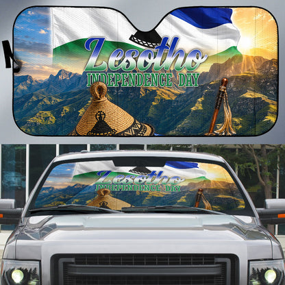 Lesotho Independence Day Auto Sun Shade Basotho Hat Flag And Cultural Heritage
