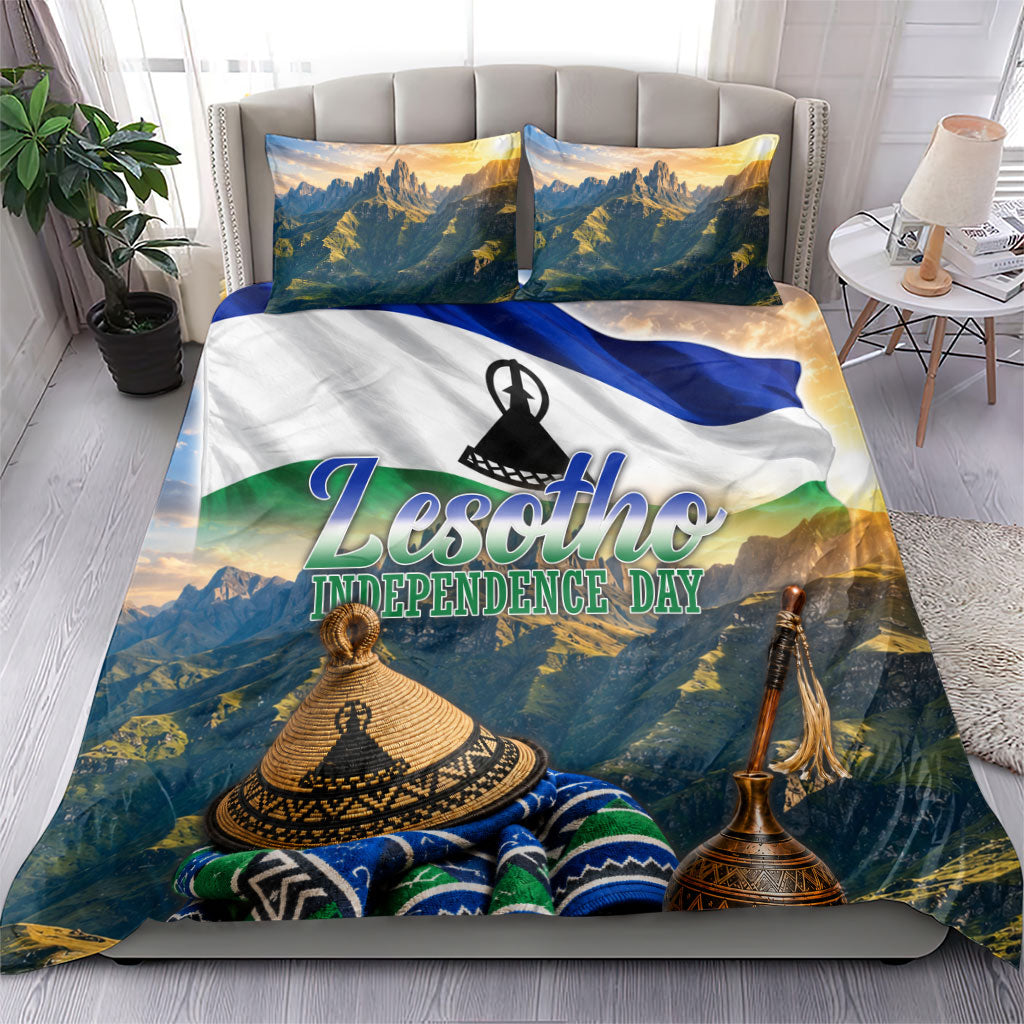 Lesotho Independence Day Bedding Set Basotho Hat Flag And Cultural Heritage