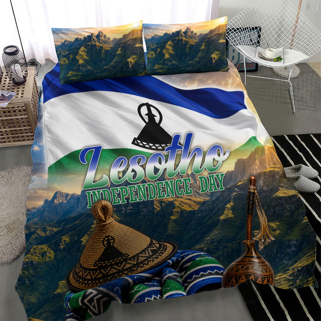 Lesotho Independence Day Bedding Set Basotho Hat Flag And Cultural Heritage