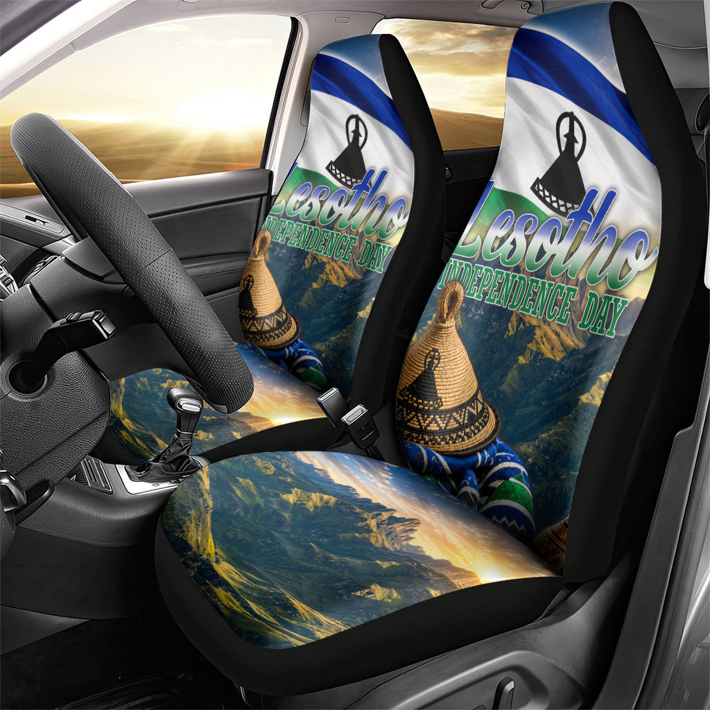 Lesotho Independence Day Car Seat Cover Basotho Hat Flag And Cultural Heritage
