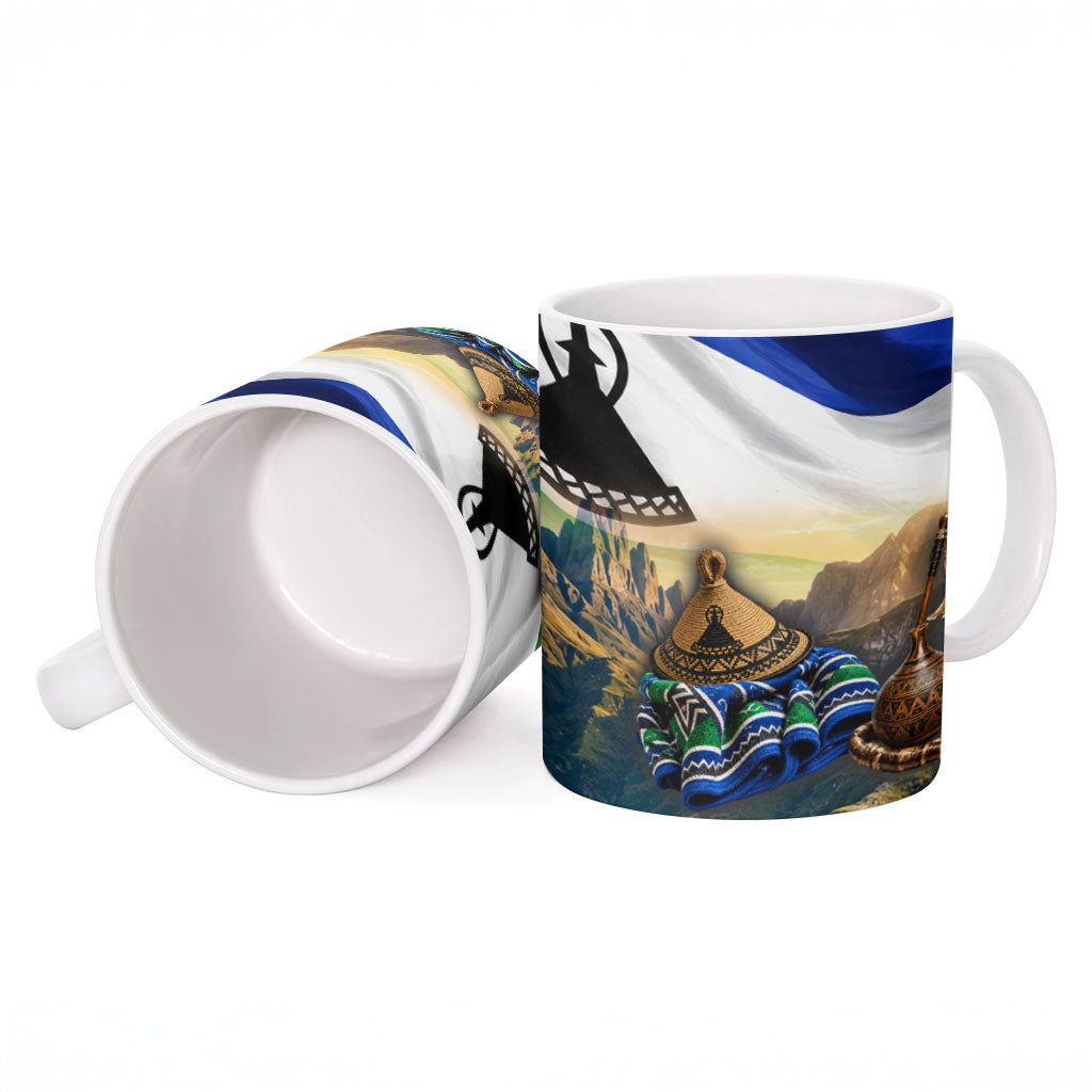 Lesotho Independence Day Ceramic Mug Basotho Hat Flag And Cultural Heritage