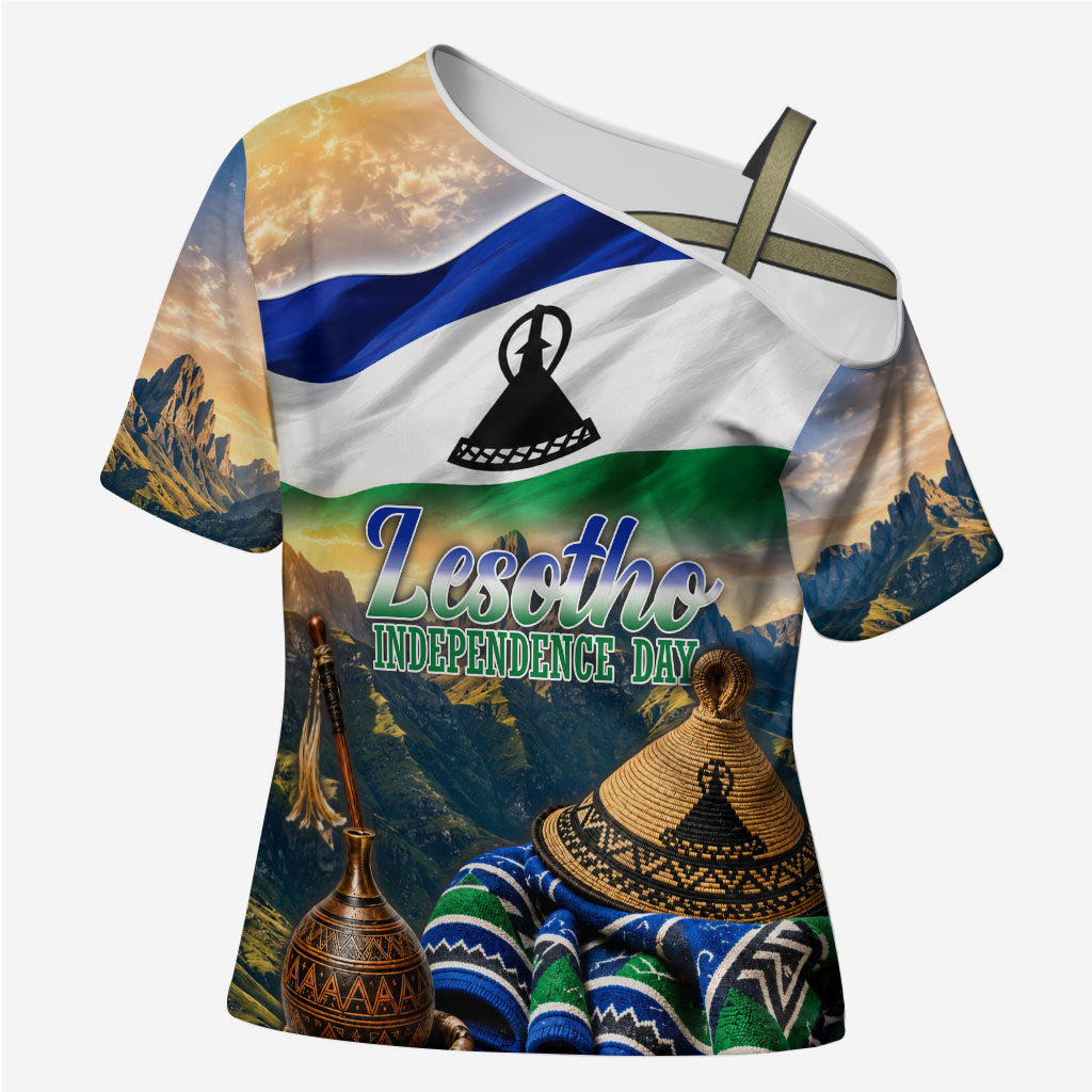 Lesotho Independence Day Cross Shoulder Shirt Basotho Hat Flag And Cultural Heritage