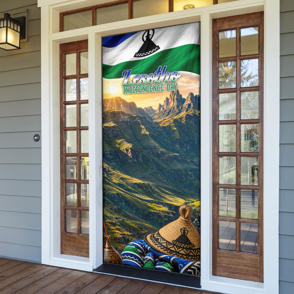 Lesotho Independence Day Door Cover Basotho Hat Flag And Cultural Heritage