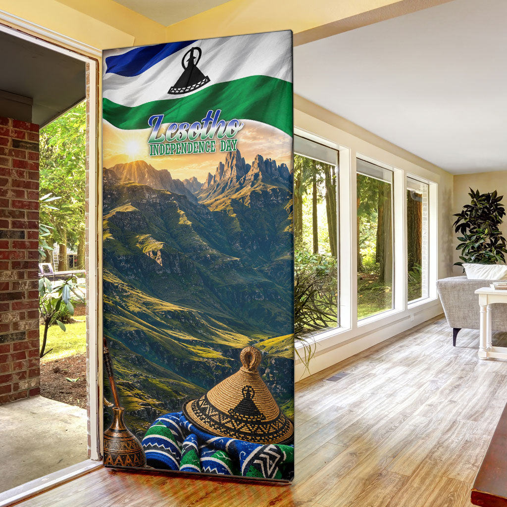 Lesotho Independence Day Door Cover Basotho Hat Flag And Cultural Heritage