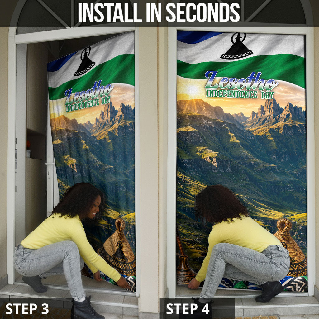 Lesotho Independence Day Door Cover Basotho Hat Flag And Cultural Heritage