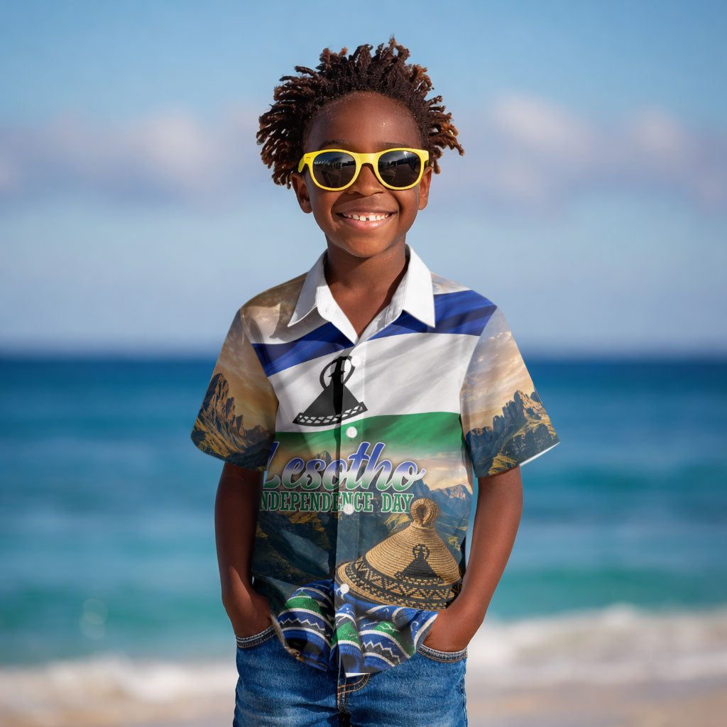 Lesotho Independence Day Kid Hawaiian Shirt Basotho Hat Flag And Cultural Heritage
