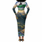 Lesotho Independence Day Long Sleeve Bodycon Dress Basotho Hat Flag And Cultural Heritage