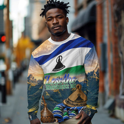 Lesotho Independence Day Long Sleeve Shirt Basotho Hat Flag And Cultural Heritage