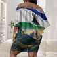 Lesotho Independence Day Off Shoulder Short Dress Basotho Hat Flag And Cultural Heritage