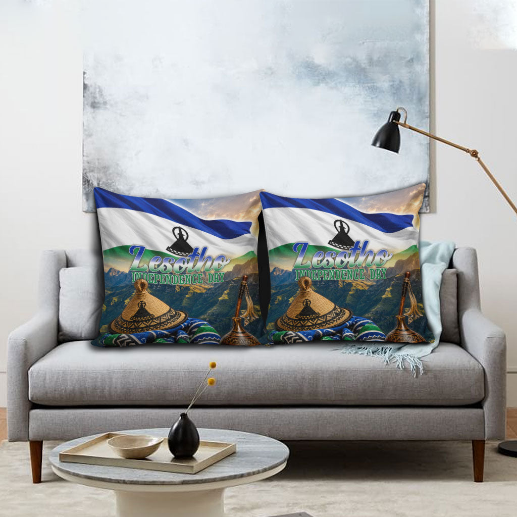 Lesotho Independence Day Pillow Cover Basotho Hat Flag And Cultural Heritage