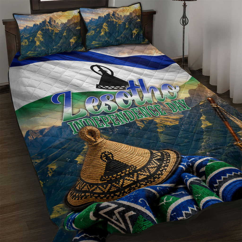 Lesotho Independence Day Quilt Bed Set Basotho Hat Flag And Cultural Heritage