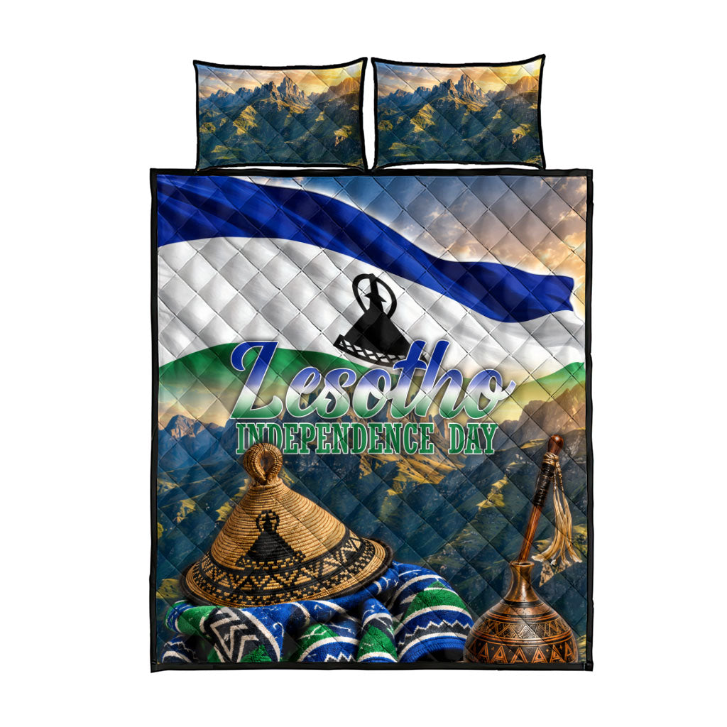 Lesotho Independence Day Quilt Bed Set Basotho Hat Flag And Cultural Heritage
