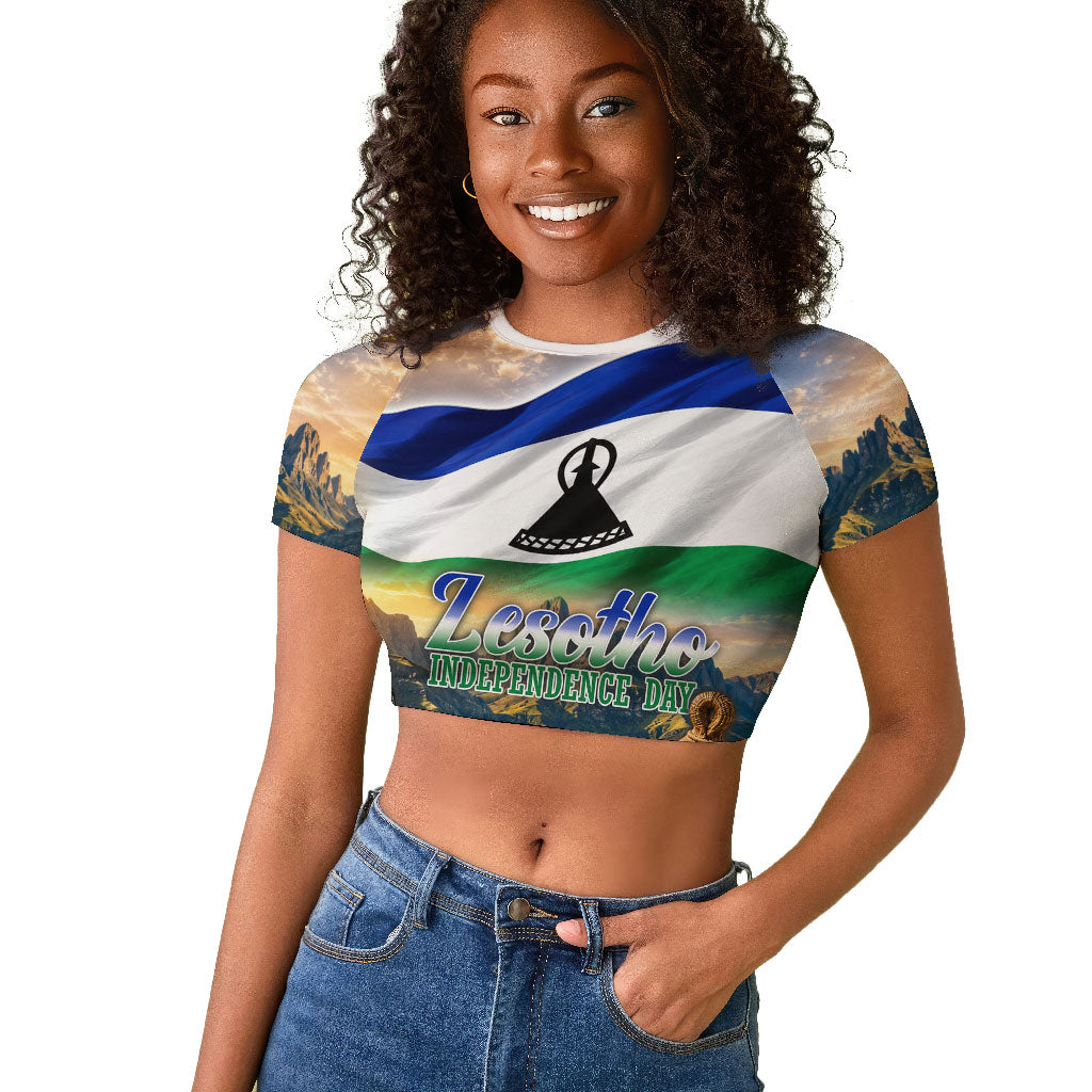 Lesotho Independence Day Raglan Cropped T shirt Basotho Hat Flag And Cultural Heritage