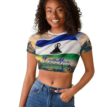 Lesotho Independence Day Raglan Cropped T shirt Basotho Hat Flag And Cultural Heritage