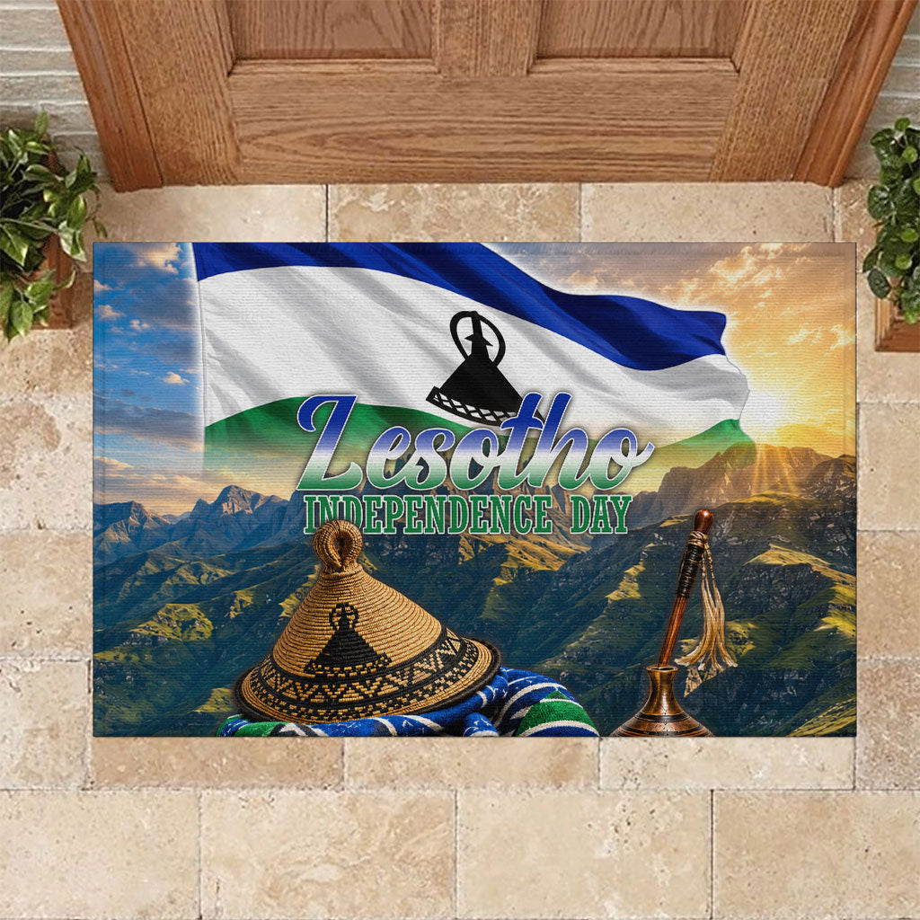 Lesotho Independence Day Rubber Doormat Basotho Hat Flag And Cultural Heritage