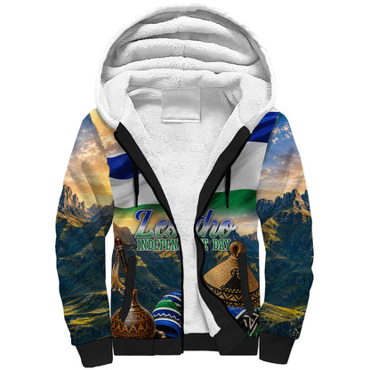 Lesotho Independence Day Sherpa Hoodie Basotho Hat Flag And Cultural Heritage