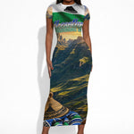 Lesotho Independence Day Short Sleeve Bodycon Dress Basotho Hat Flag And Cultural Heritage