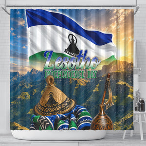 Lesotho Independence Day Shower Curtain Basotho Hat Flag And Cultural Heritage