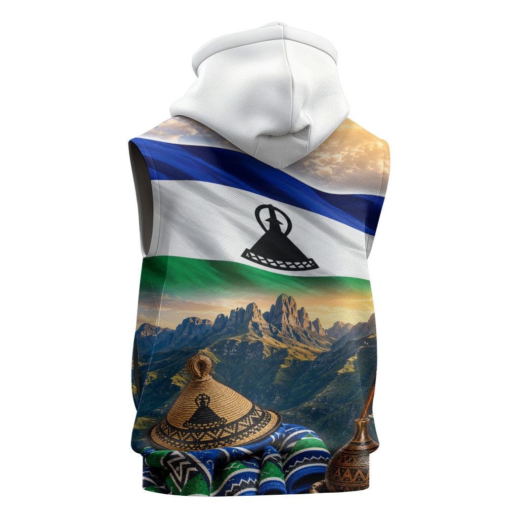 Lesotho Independence Day Sleeveless Zip Hoodie Basotho Hat Flag And Cultural Heritage