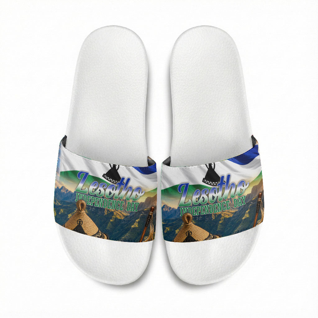 Lesotho Independence Day Slide Sandals Basotho Hat Flag And Cultural Heritage