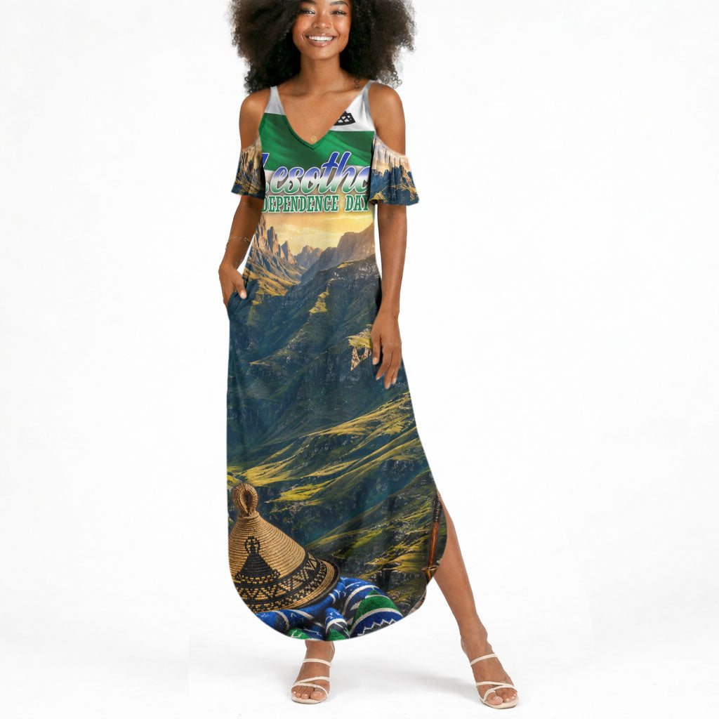 Lesotho Independence Day Summer Maxi Dress Basotho Hat Flag And Cultural Heritage