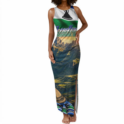 Lesotho Independence Day Tank Maxi Dress Basotho Hat Flag And Cultural Heritage