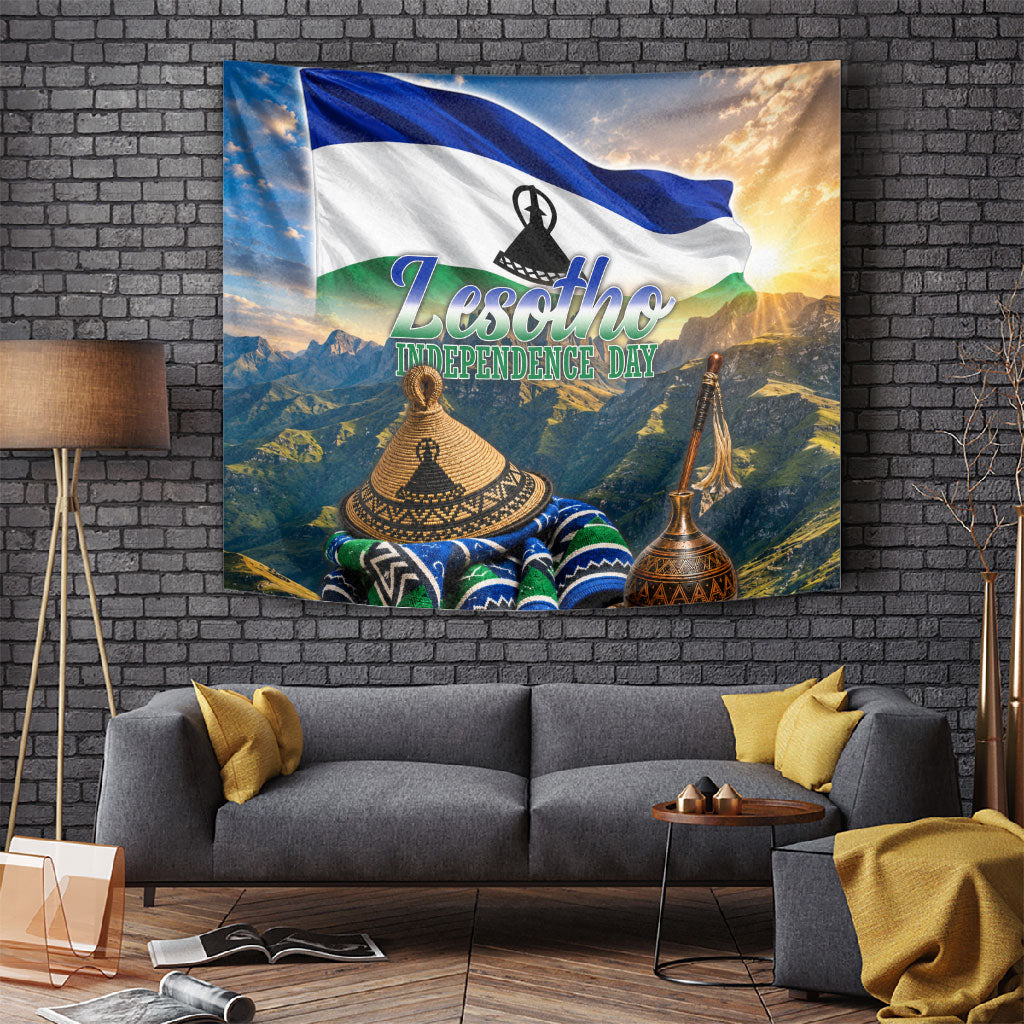 Lesotho Independence Day Tapestry Basotho Hat Flag And Cultural Heritage