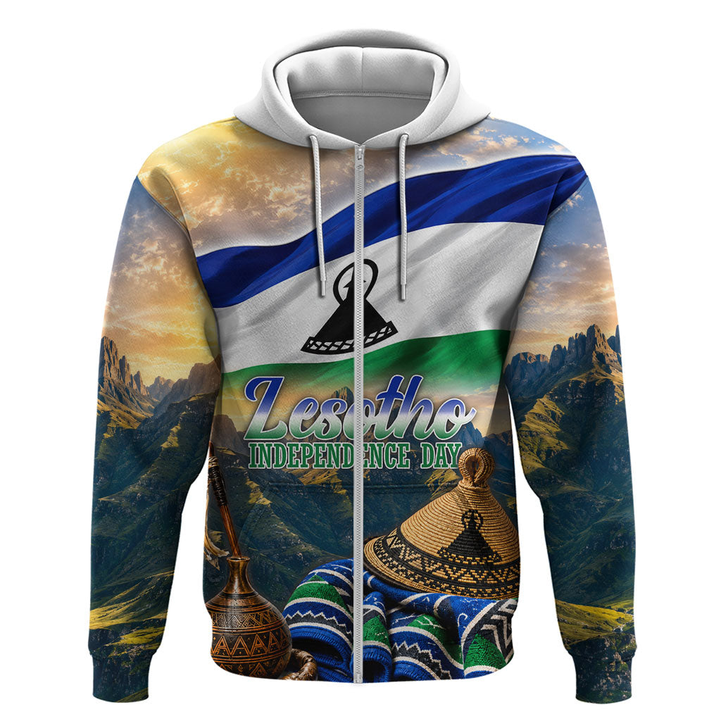 Lesotho Independence Day Zip Hoodie Basotho Hat Flag And Cultural Heritage