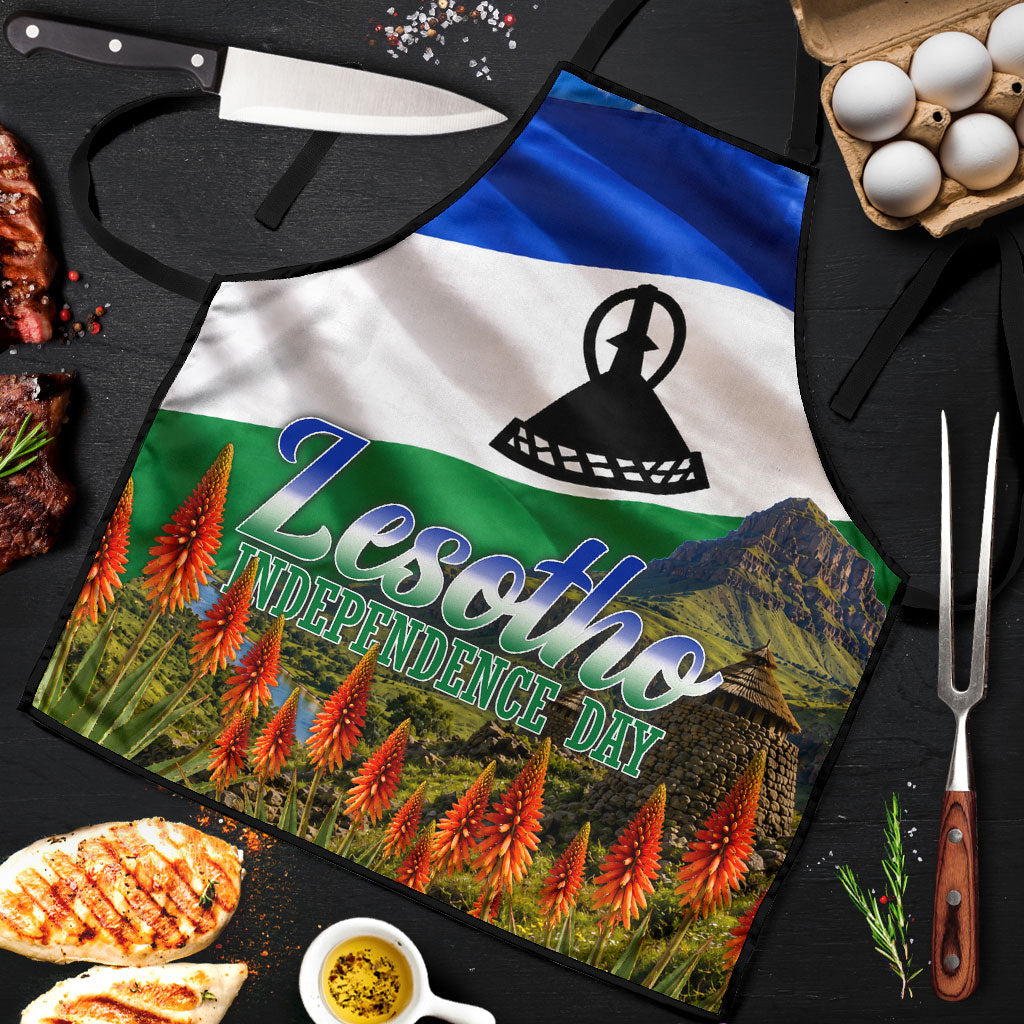 Lesotho Independence Day Apron National Flag Scenic Mountain Landscape And Floral